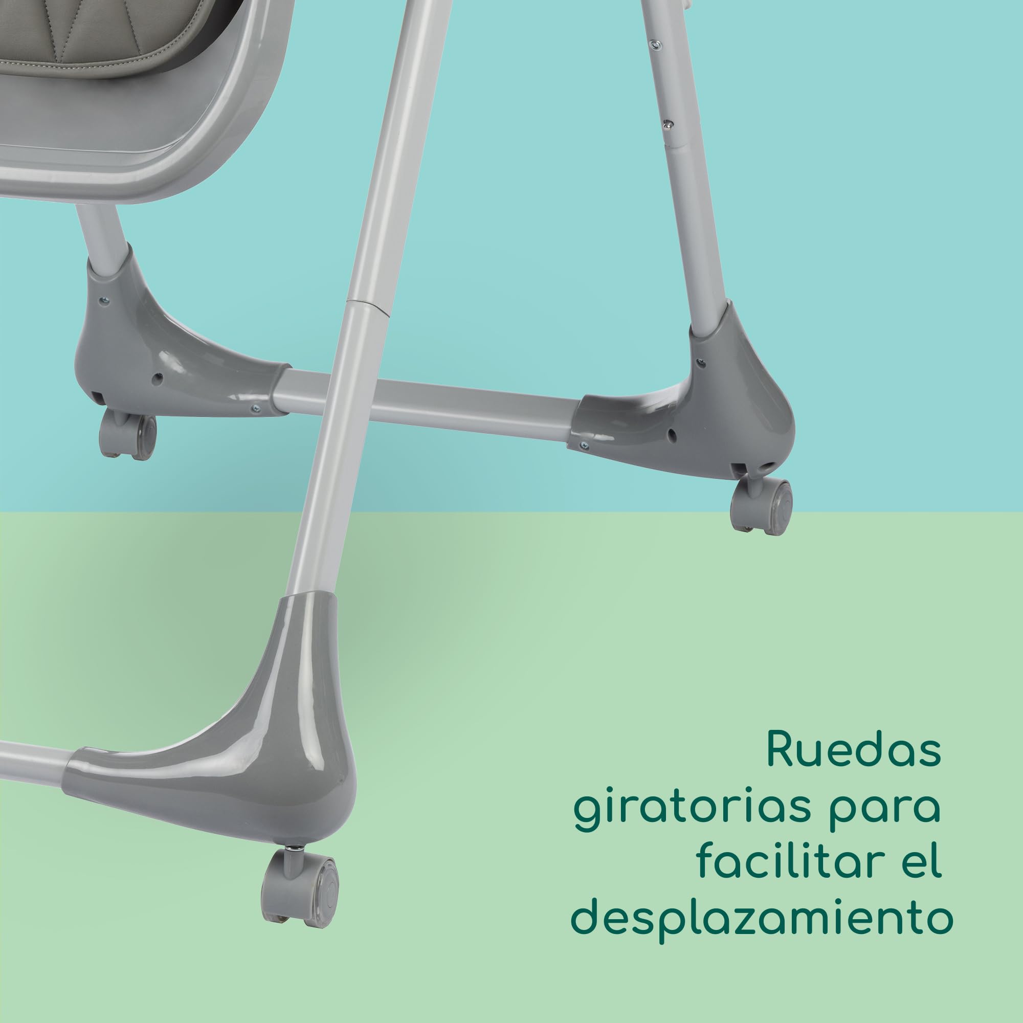 Bebeconfort Olea, Trona bebé, 0-3 años, 0-15 kg, totalmente ajustable, 9 alturas, 3 posiciones de reclinación, fácil limpieza, 4 ruedas giratorias, plegado compacto, Tinted Grey