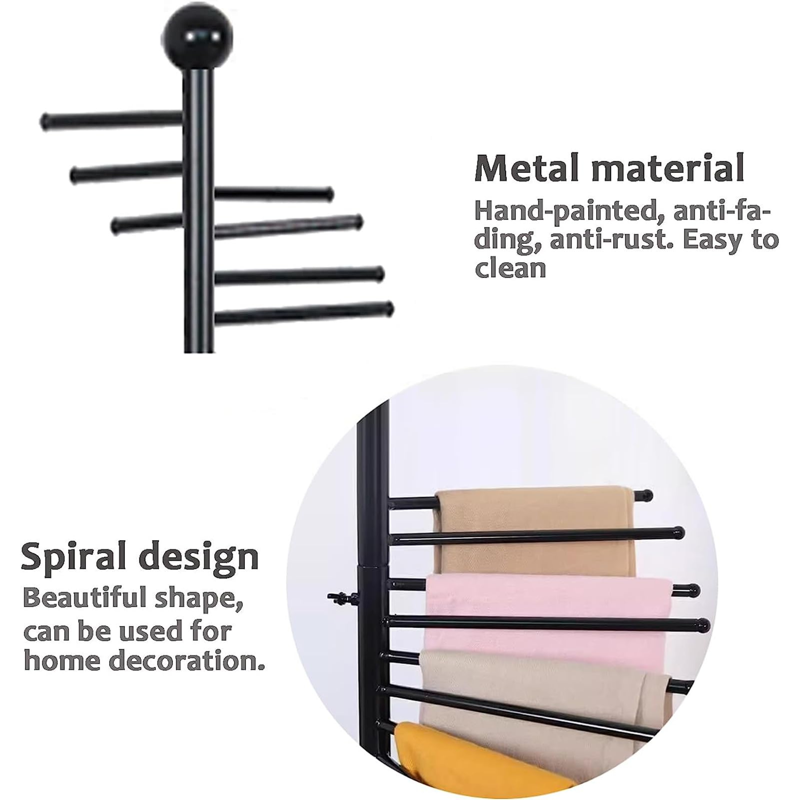 Organizador de metal para bufandas, perchero independiente para tienda de ropa, diseño en espiral, colgador de hiyab para cinturón, chal, hijab, ahorro de espacio, uso comercial y doméstico