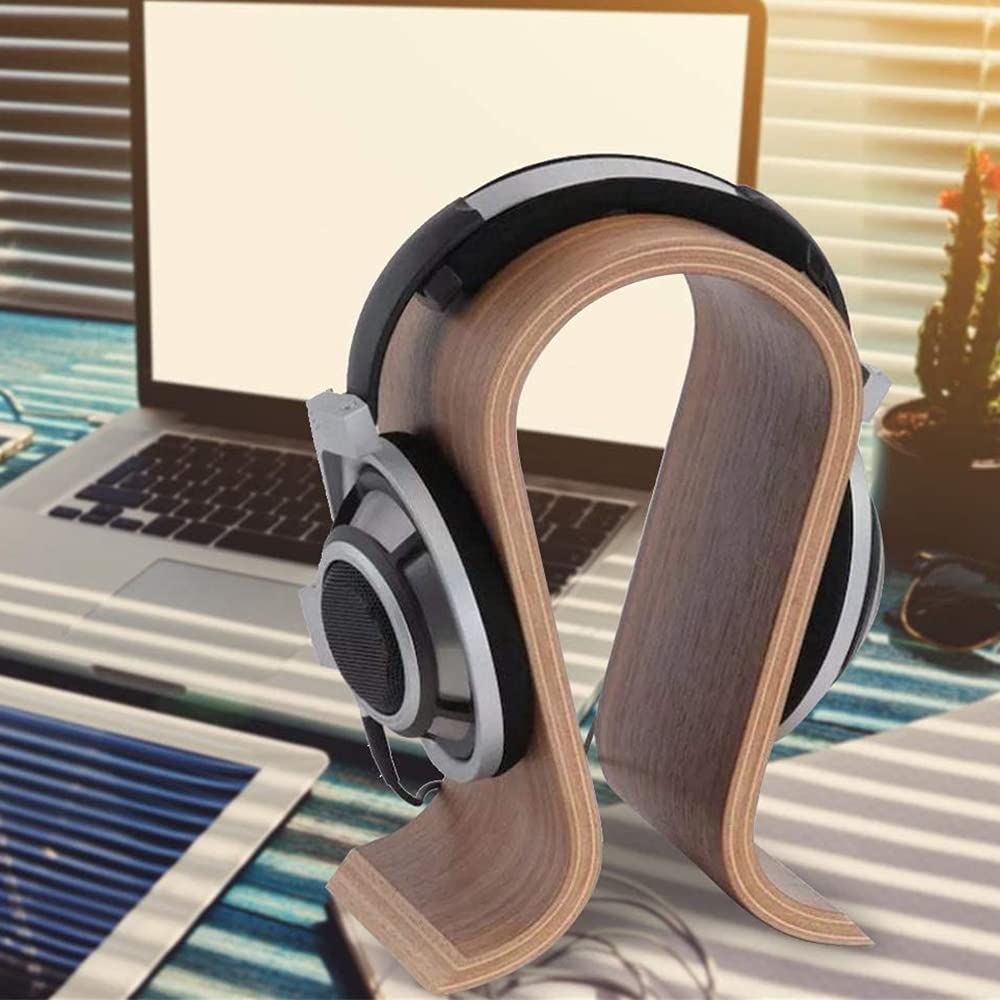 Supporto per casco in legno di noce, supporto per cuffie audio, porta casco universale, a forma di U, ecologico, durevole, antiscivolo, per casa, ufficio, negozio (marrone)