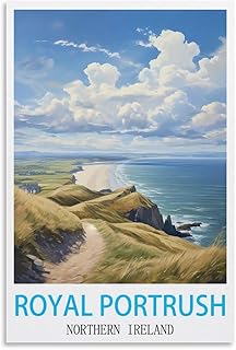 Royal Portrush Northern Ireland Vintage Travel Poster 16x24inch(40x60cm) Canvas Art Posters Painting Pictures Wall Art Prints, Wall Decor for Bedroom