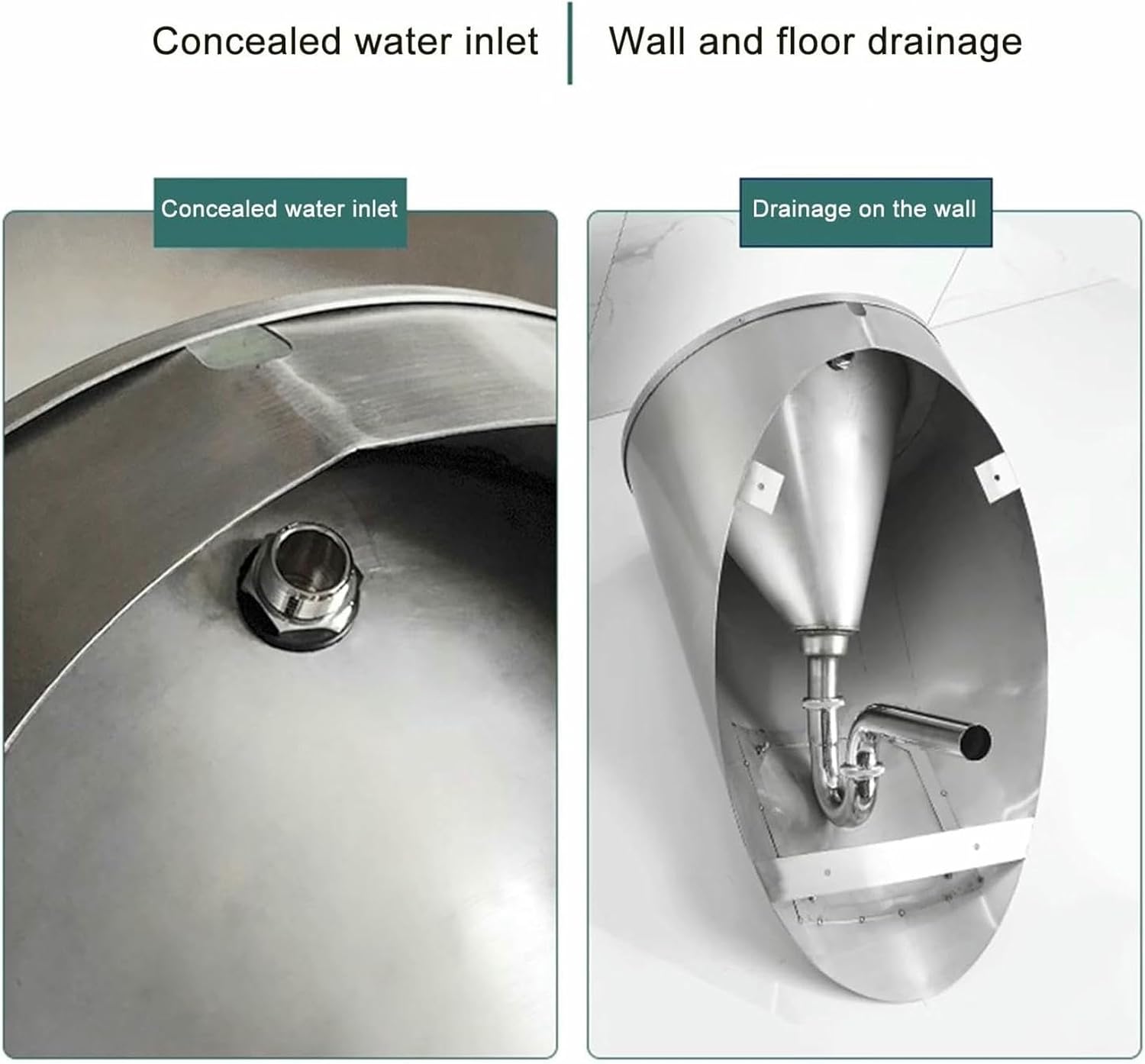 Wall-Mounted Men's Flushing Urinal, 304 Stainless Steel urinals, Household/Commercial Adult Urinal Bathroom Toilet, Male Sanitary Ware Public Toilet Urinal