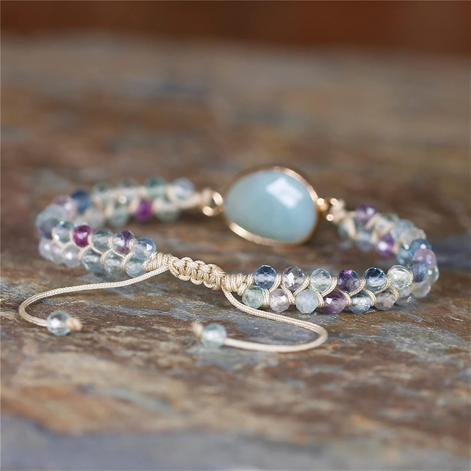 Gemstones Charm Bracelets One Strand Handmade Braided Bracelet Boho Women Wrap Bracelet Friendship Jewelry