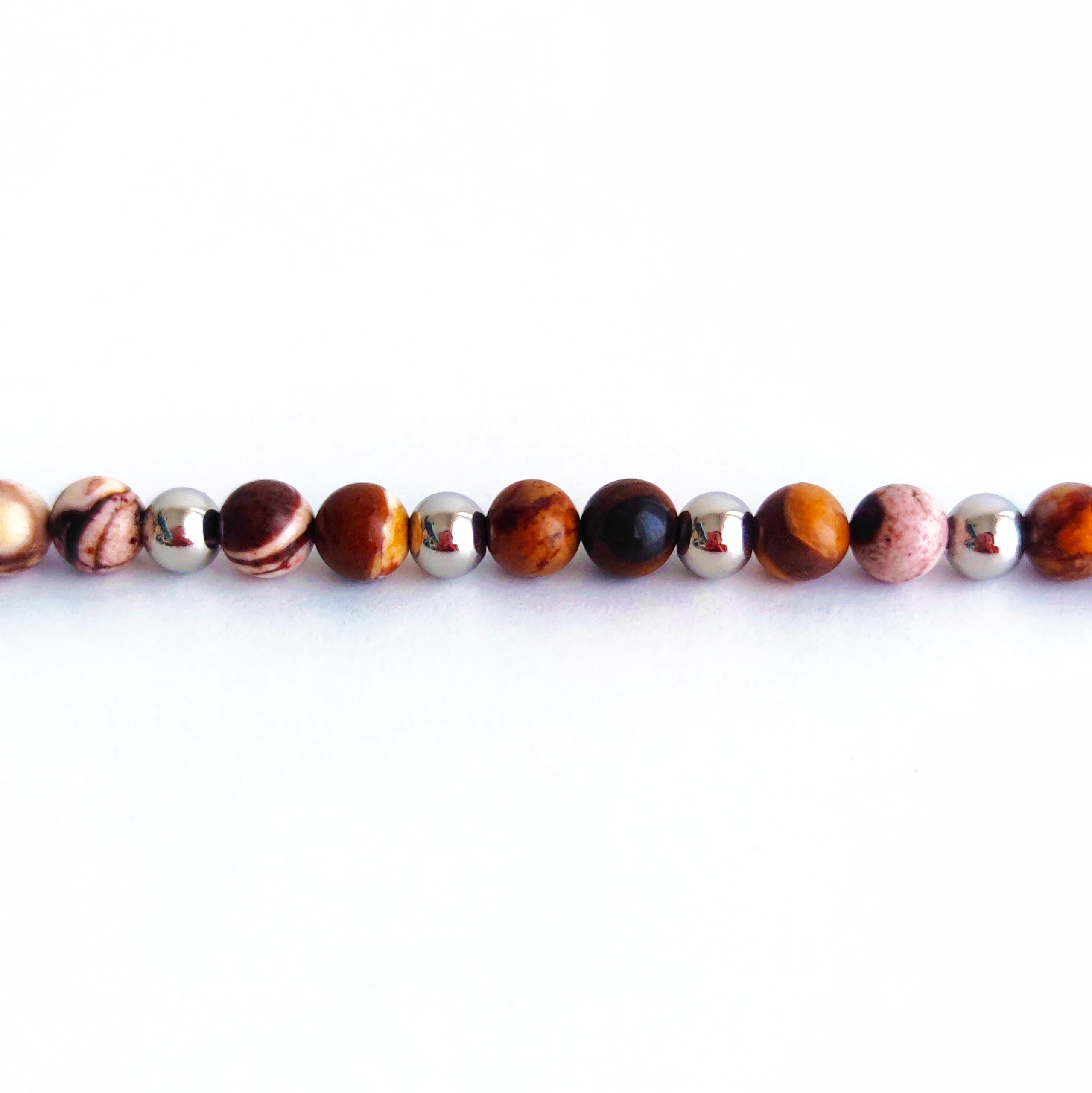 Bracciale, Cavigliera, Collana "Zebra" in Pietra Naturale e Acciaio Inox - Les Folies