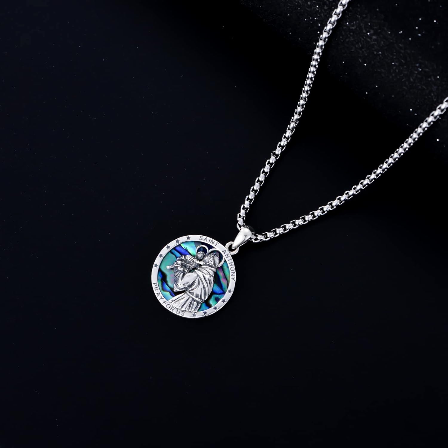 925 Sterling Silver Patron Saint Pendant Necklace Amulet Medals Religious Jewelry for Men Women Fathers Day Gift 22+2" Chain (with Gift Box) - Image 5