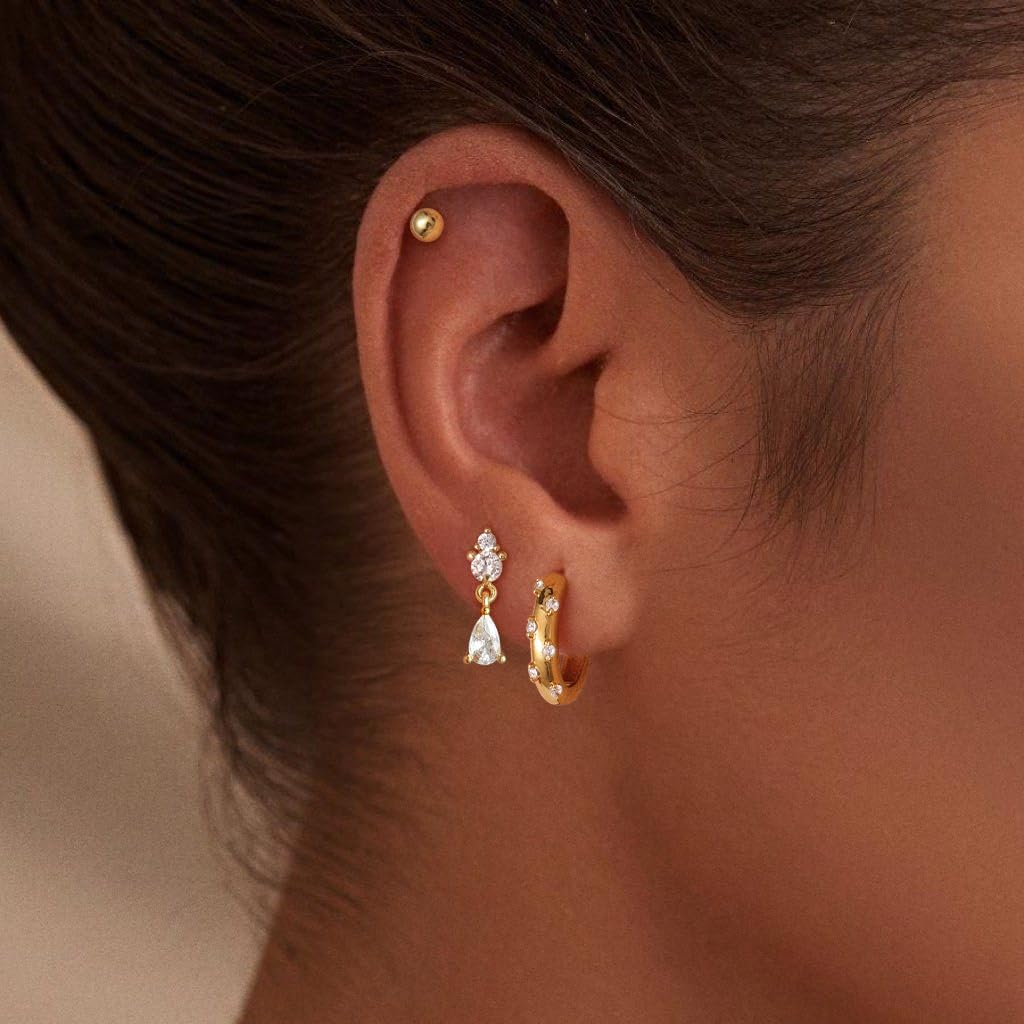 Gold/Silver Earrings for Women Dainty 14k Gold Plated Lightweight Huggie Hoop Earrings Set Trendy Gold/Silver Earring Small Hoop Earrings for Women Jewelry Gifts - Image 2