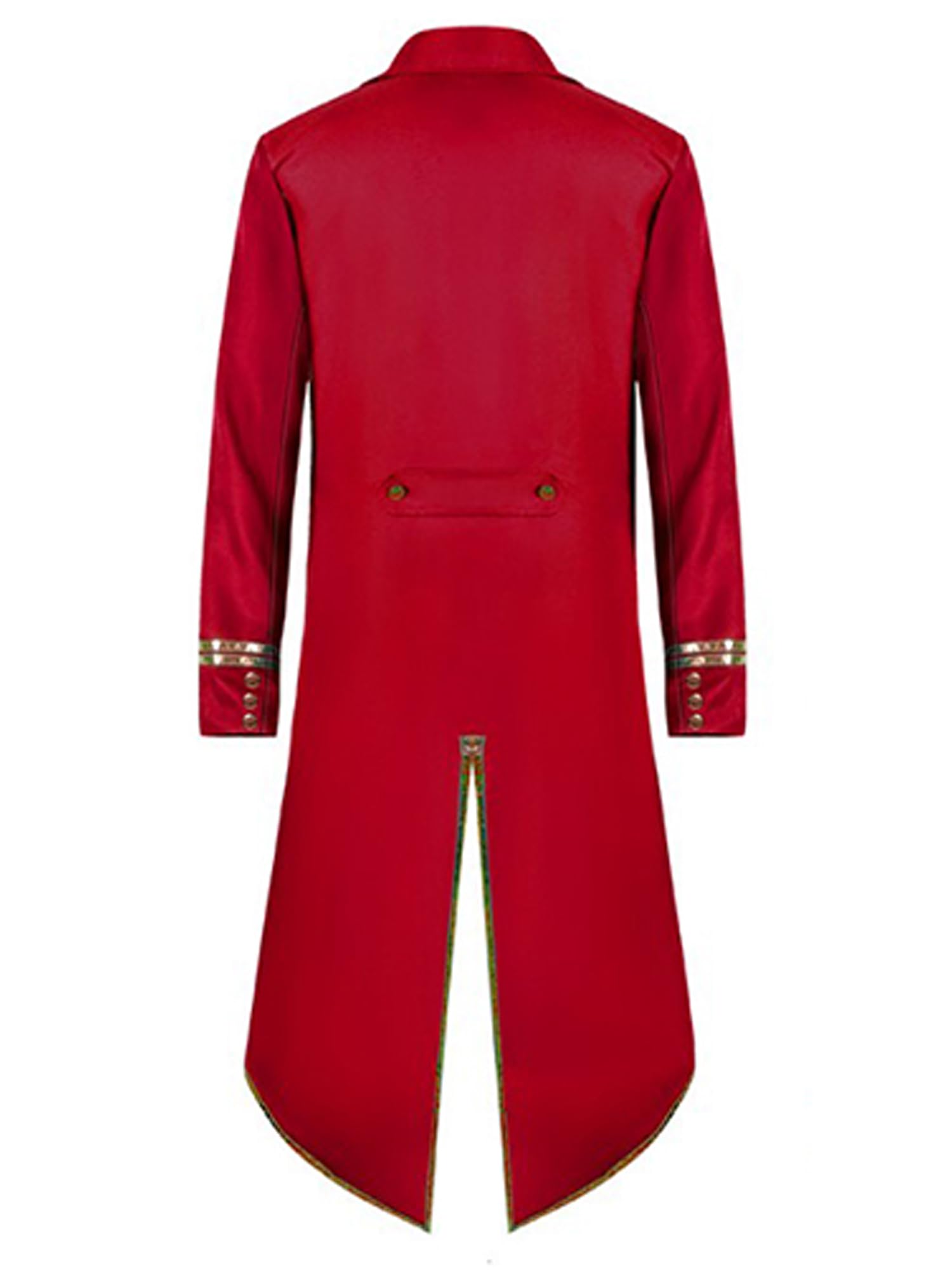 Runhomal Veste Smoking Homme Femme Manteau Queue de Pie Déguisement Prince Roi Costume de Directeur du Cirque Dompter Fête à Thème Carnaval Halloween B Rouge XXL