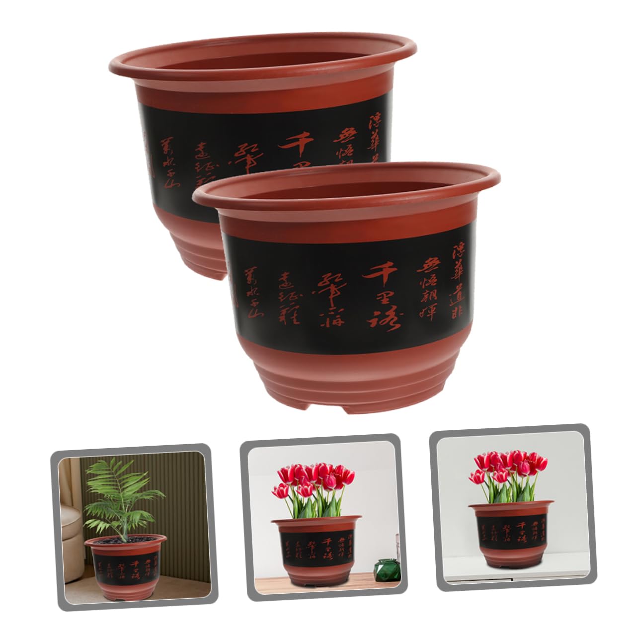 VANZACK 2pièces Pots à Orchidées Plastique Lot de Idéaux pour Plantes Intérieur Design Drainage Couleur Brique