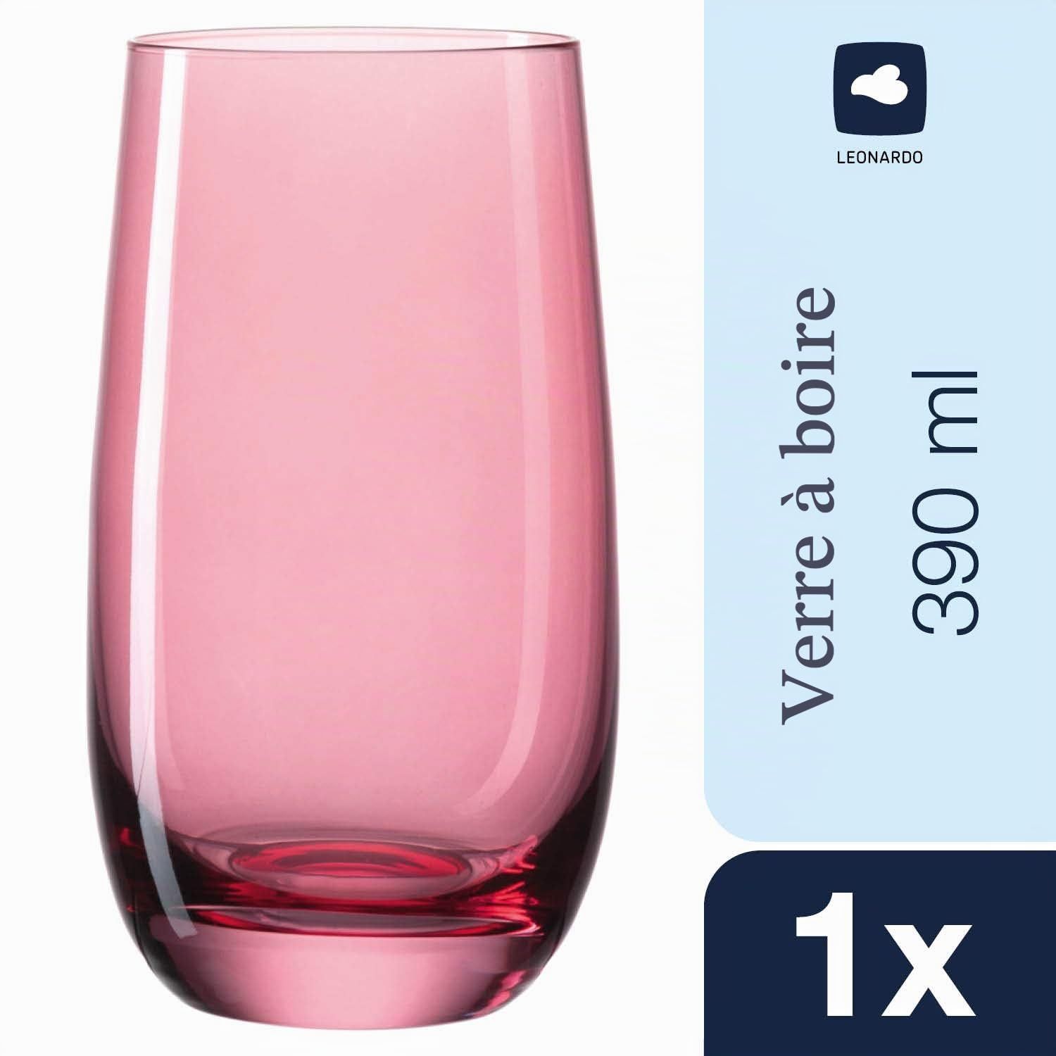 Leonardo Sora Lot de 6 Grands Verres à Eau lavables au Lave-Vaisselle Plusieurs Couleurs, Verre, Bunt 2, Grand modèle