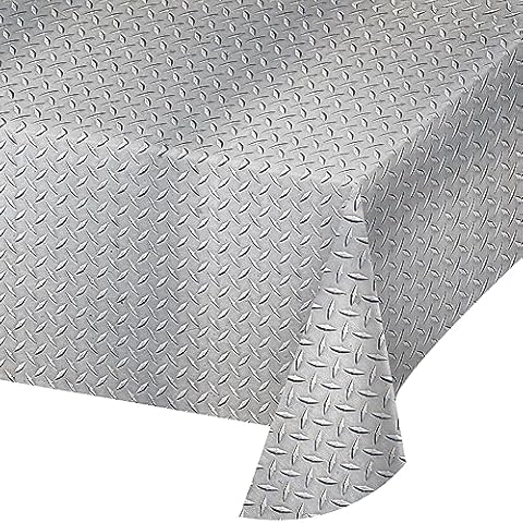 Diamond Plate Print Plastic Tablecloth Cover