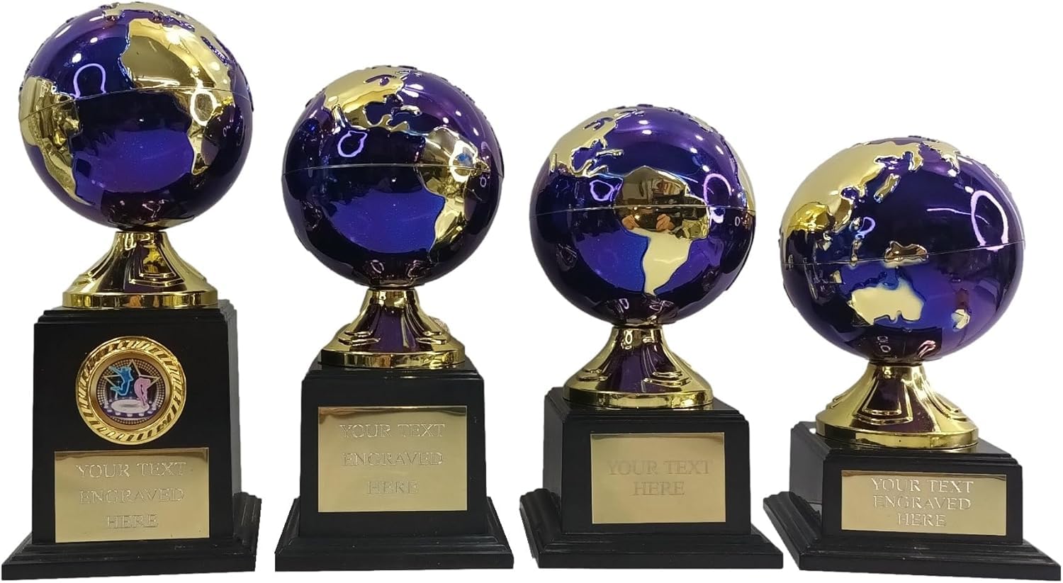 Personalised 3D World Globe Atlas Trophy Award In 4 Sizes Engraved - Enter Your Own Custom Text