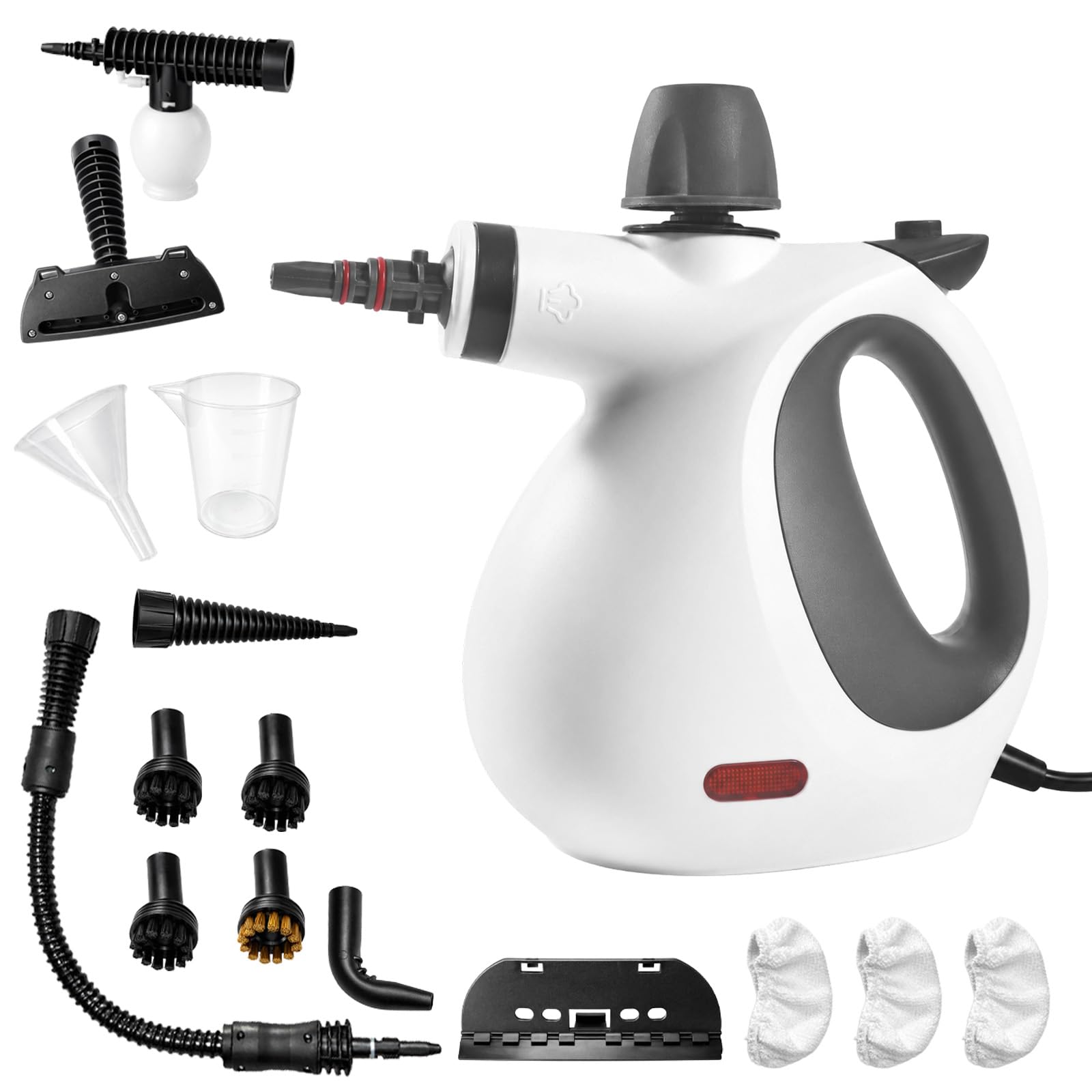 Photo 1 of OVIIEVEK Handheld Steam Cleaner,15 Pcs Accessories,1050W Fast Heating Steam Cleaner,Multi-Purpose Steamer for Home Use,Cleaning Floor, Upholstery,and Car (White&Gray)