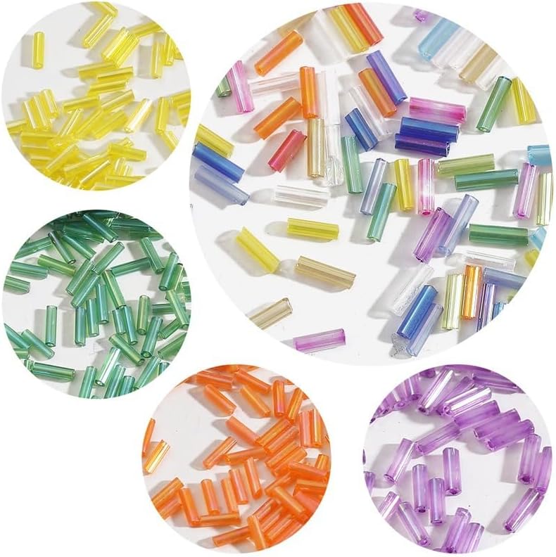 Minestylish 9600pcs Tube Beads Kit, Glass Bugle Seed Beads for Jewelry Making, Small Craft Beads for DIY Bracelet Necklaces Craft Making with Two Crystal String (7mm, 400 Per Color, 24 Colors) - Image 5