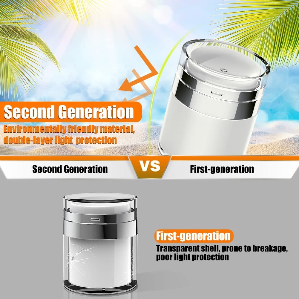 JICOOT 2PCS Airless Pump Jars, 50 ML Bottles, Acrylic Moisturizer Container for Thick Skincare Cream, Travel Lotion - Empty Cosmetic Packaging 1