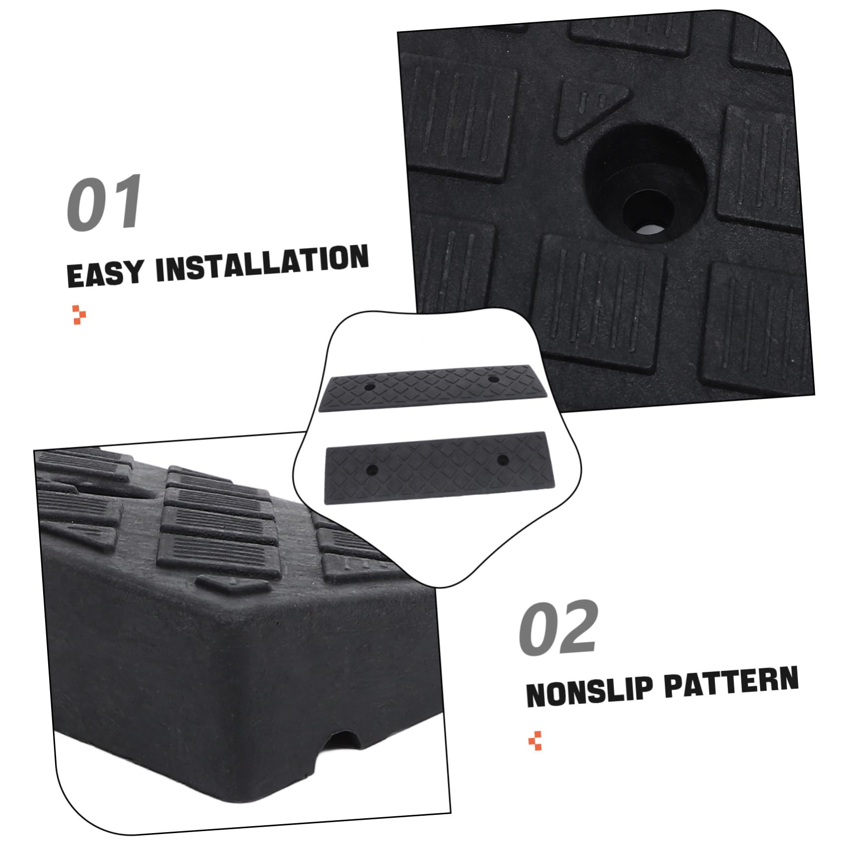 GRIRIW 2pcs Ramp Pad Wheelchair Threshold Ramps Car Ramps Mobility Scooter Ramps Vehicle Ramp Handicap Ramps Wheelchair Scooter Ramp Threshold Ramps for Wheelchairs Shed Ramp Black Rubber