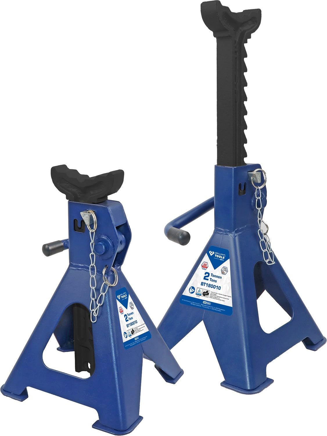 BRILLIANT TOOLS BT180010 Caballetes con desbloqueo rápido, 2 toneladas [Powered by KS TOOLS]