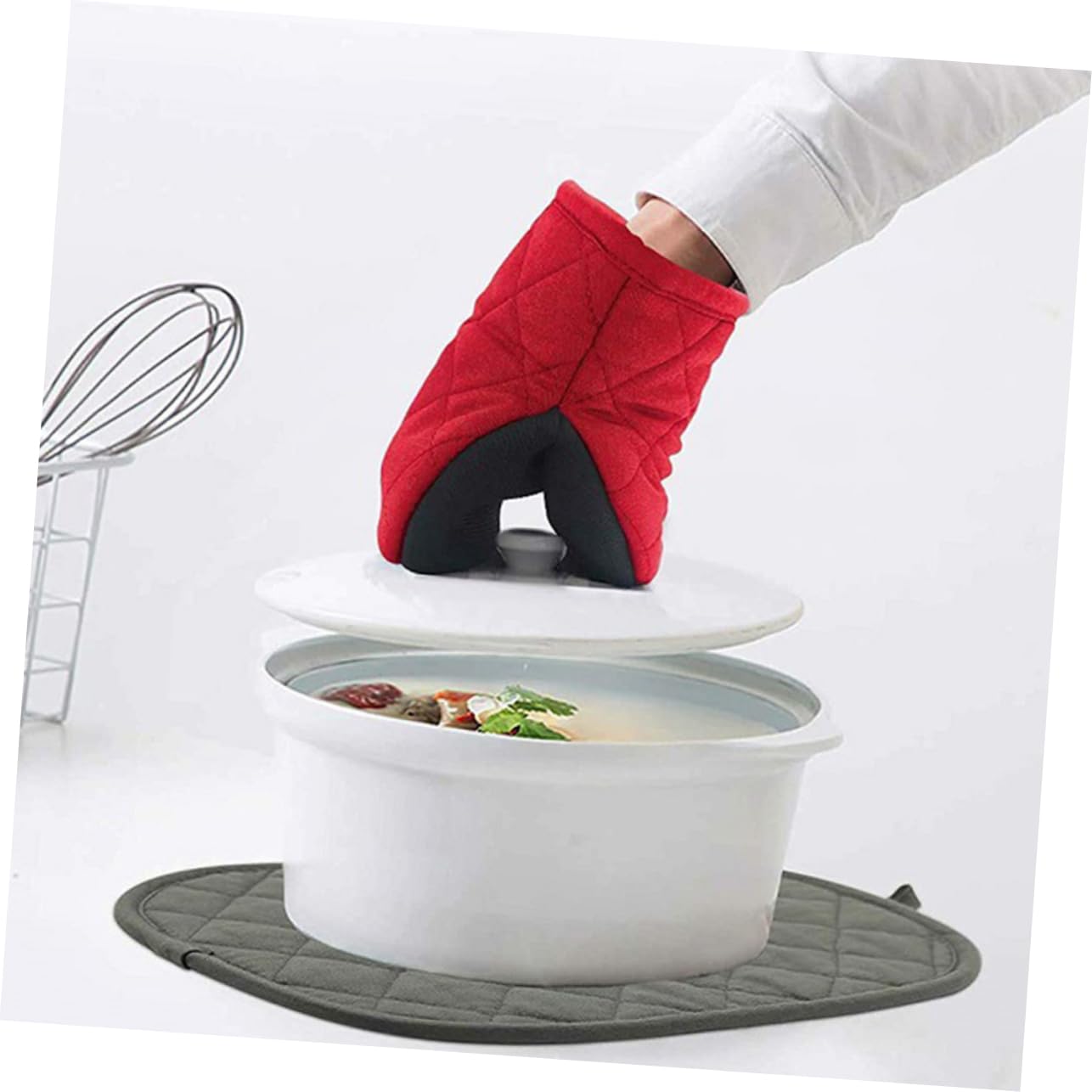 Guantes para Horno Microondas Resistentes Al Calor, Tamaño Mini, Material Seguro Resistente, Protección contra Quemaduras, Uso En Cocina/Barbacoa, Rojo