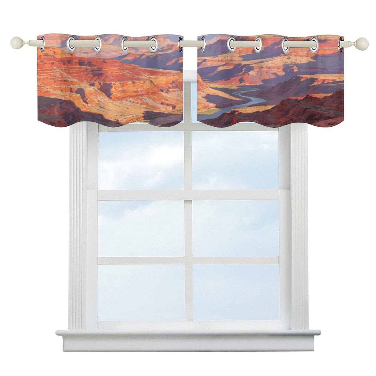 Fekiloot Style Grand Canyon Landforms Short Curtains Valance Curtain