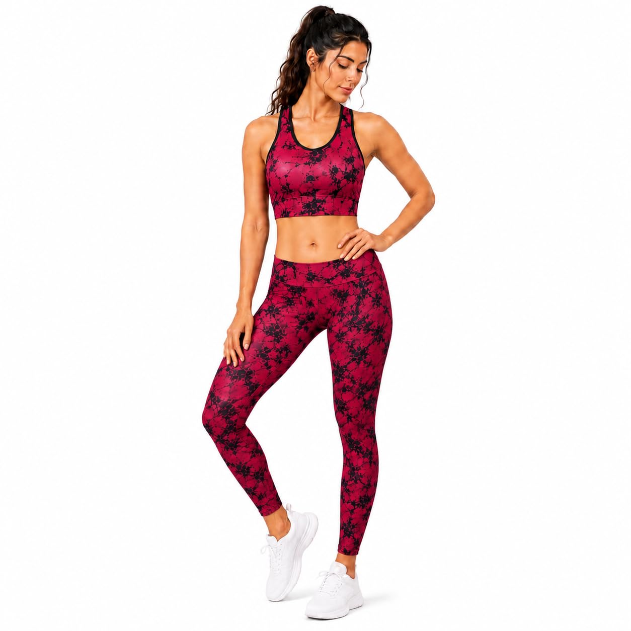 Stretchable Polyester Spandex 4-Way Lycra Gym Pants & Top for Women | Workout Yoga Set | Track Pants with Side Pockets & Short Top Activewear-picture-24