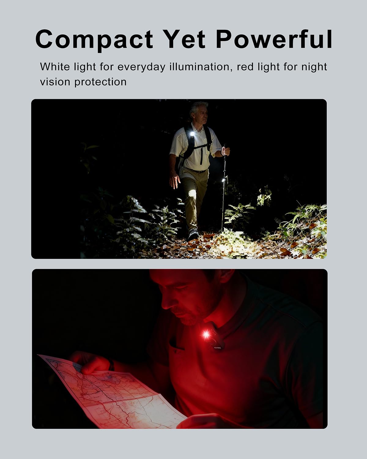 Godyga Lampe Torche LED Rechargeable 4-en-1 avec Télémètre Laser, Lumière Blanche & Rouge, Compteur de Golf, 500 Lumens IPX6, Clip Magnétique, pour Camping, Randonnée, Bricolage