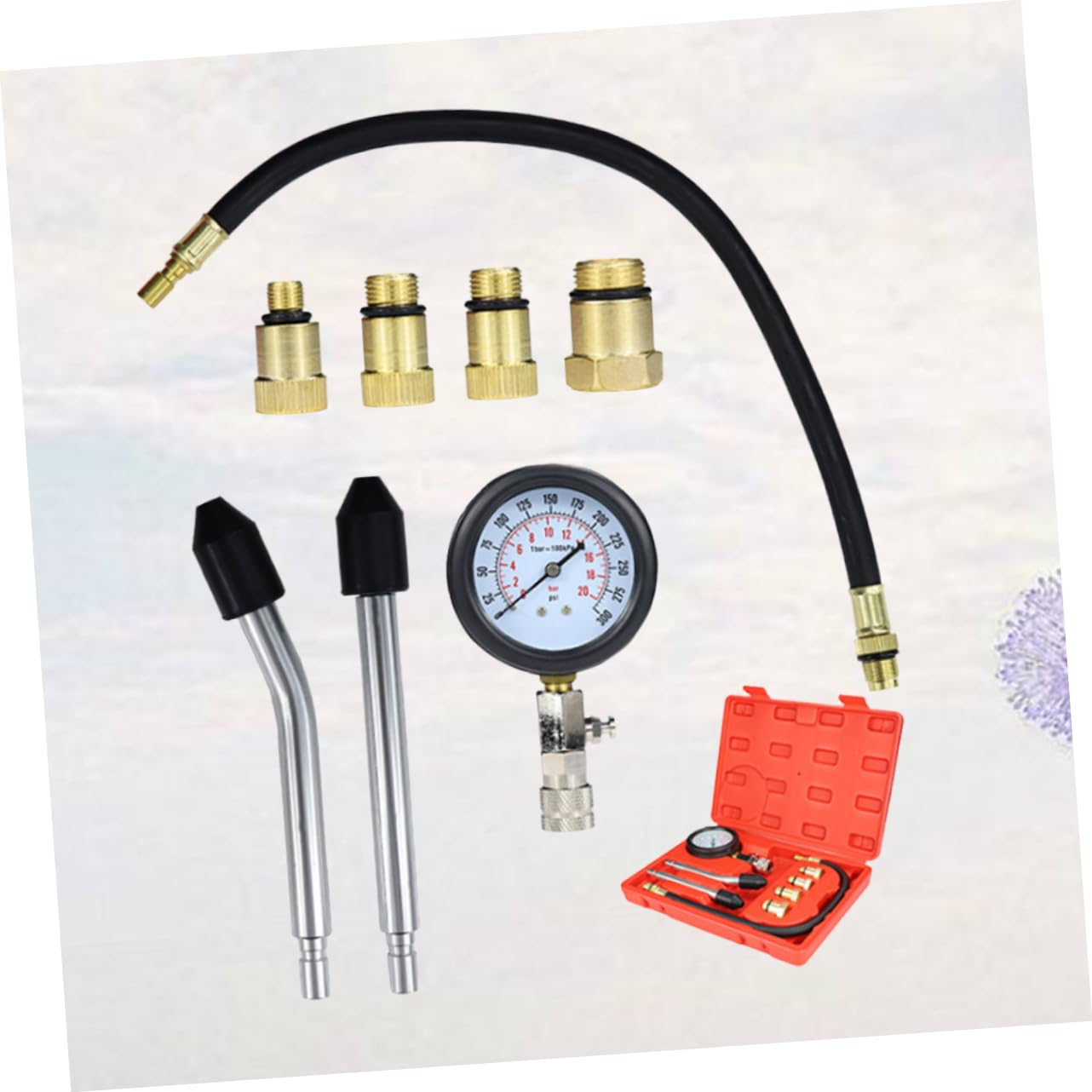 STOBAZA Engine Cylinder Pressure Gauge Car Motorcycle Pressure Tester Kit Gauge Adapter