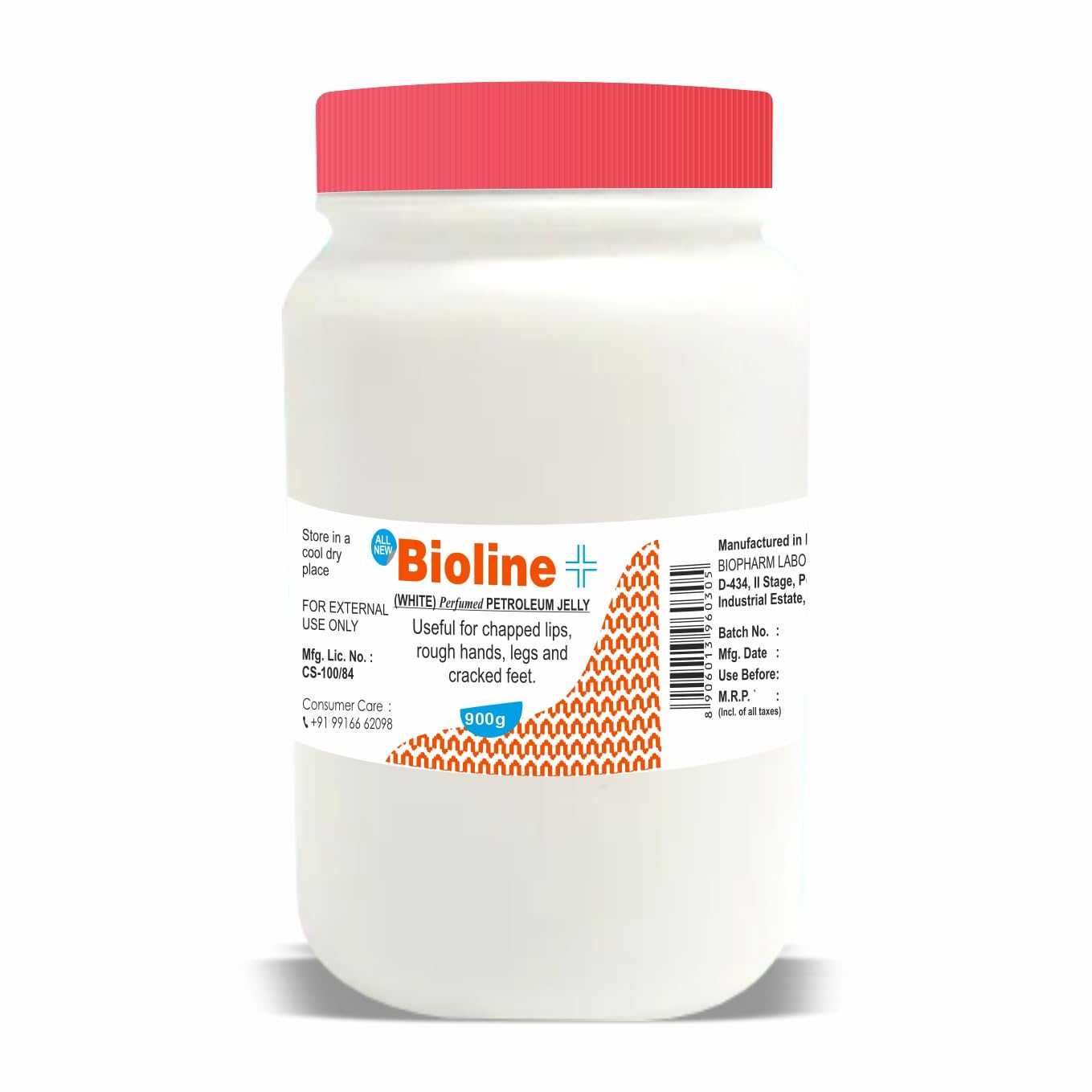 White Perfumed Petroleum Jelly for Chapped Lips, Rough Hands, Legs & Cracked Feet | Moisturizing & Soothing Cream for Dry Skin | 900 g Pack