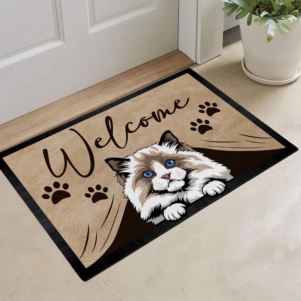 Amazon.com: MALIHONG Welcome Door Mat Calico Cat Floor Doormat Cat
