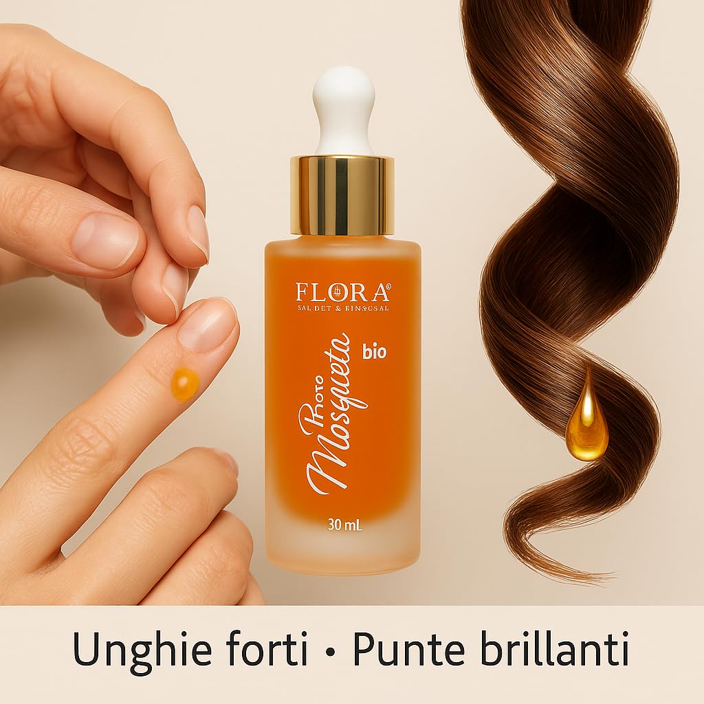 FLORA Olio di Rosa Mosqueta BIO pack da 2 Pz da 30 ml 100 % Puro, Spremitura a Freddo, Elisir Anti‑Età Elasticizzante per Viso •Corpo, Ricco di Vitamina A & E e Omega 3‑6‑9, Riduce Cicatrici e Macchie