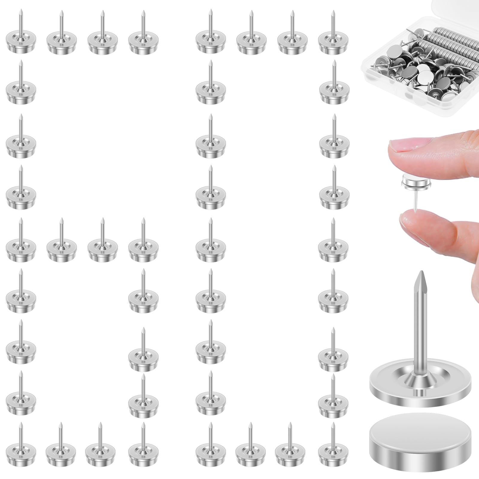 Rhaiqbvc 60 Sets Of Magnetic Push Pins Reusable Magnetic Thumb Tacks Versatile Magnetics Poster Hanger For Picture Poster Cork Board