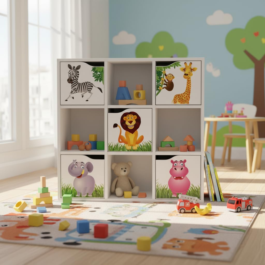 Leomark Kubico Max -Jungle- 29 x 89 x 89,5 cm Bibliothèque Moderne au Style Élégant et Fonctionnel Le Salon, Bureau, Chambre Design élégant