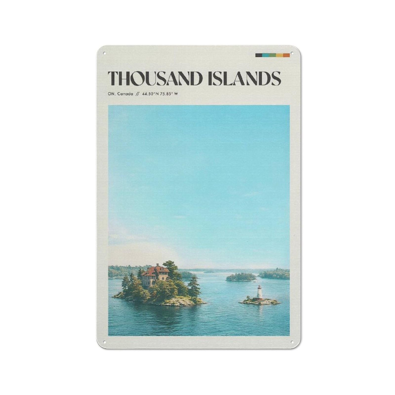 Urban Thousand Islands Landscape Decorative Metal Plaque 30x20cm, Urban Room Decor for Flat, Bar, Studio Or Gallery Wall