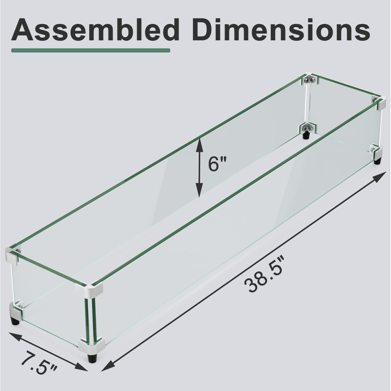Photo 1 of GASPRO Rectangular Fire Pit Glass Wind Guard