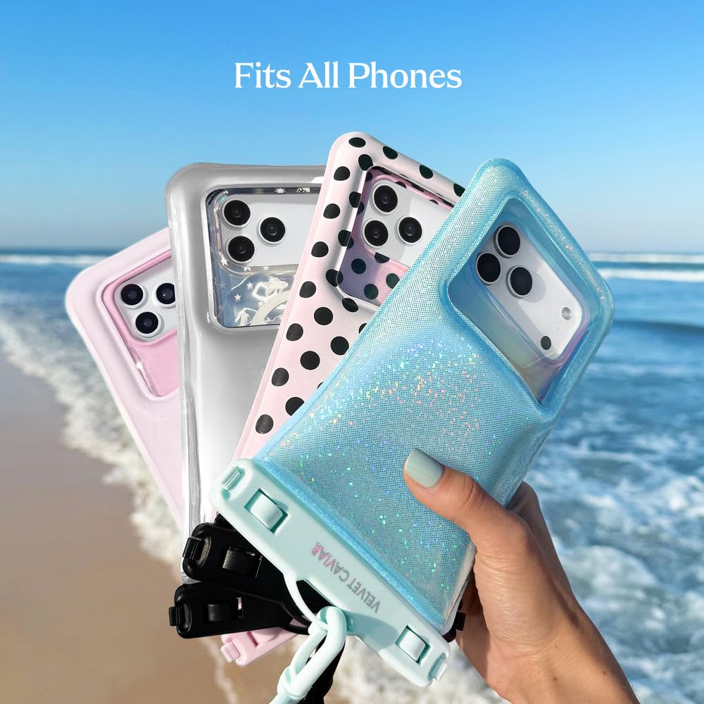VELVET CAVIAR Funda impermeable para teléfono con cordón, funda flotante IP68 para iPhone y todos los teléfonos, bolsa seca para esnórquel, playa, kayak, artículos esenciales de viaje y crucero para