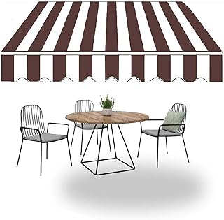 Toldo impermeable para patio, tela de 350 x 250 cm, color marrón, para terraza, protección UV, resistente a la intemperie