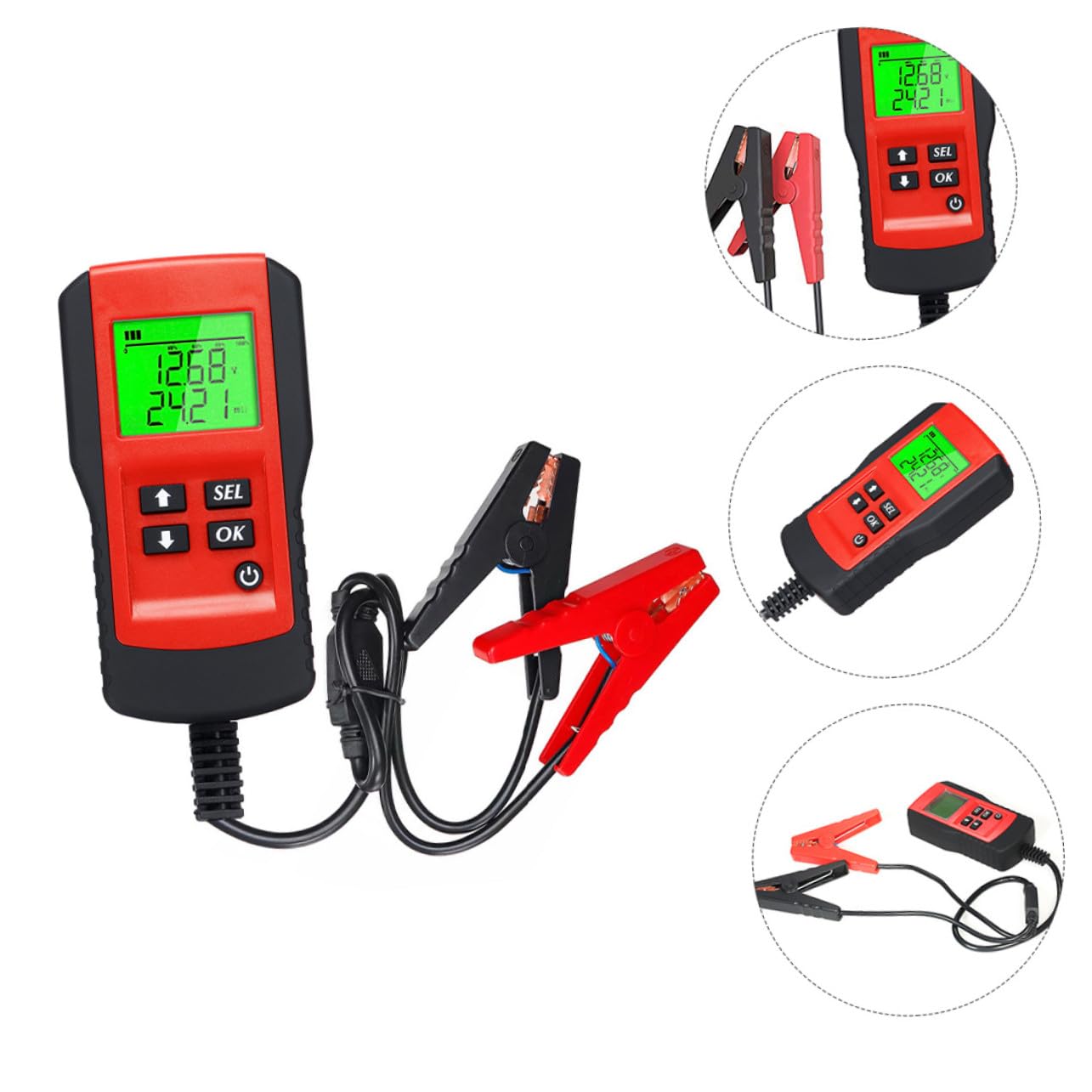 Tester per Batterie Automobilistiche 12v Display Lcd e Dispositivo di Protezione, Analizzatore di Batteria per Auto Intervallo di Tensione 7-15v Adatto a Uso Auto e Moto