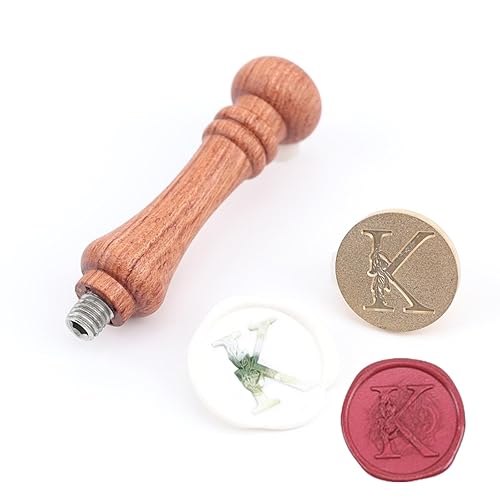 Miniatura 2 de Sello de cera del alfabeto K, sello de cera de hojas de eucalipto con letra K para sellar cera, kit de invitación de fiesta y tarjeta de Navidad de