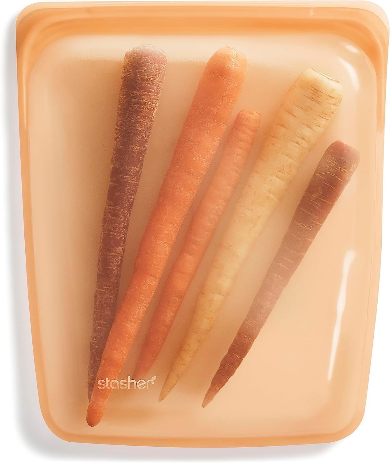 Stasher Silicone Reusable Storage Bag, Half Gallon Bag, Reusable Freezer Bags, Microwave, Dishwasher, Oven Safe, Sous Vide, Premium Lunch Container, Eco Friendly, Food Storage Bags, 64 oz, Orange | Reusable Food Bag
