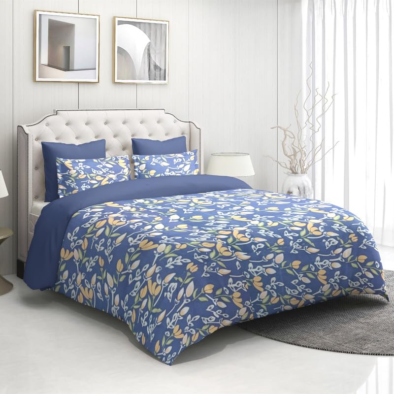 Bluewood Flat Sheet,Bedsheet 108x108 Inch with 2 Pillow Cover | Soft & Comfortable King Size BedSheet | Elegant Floral Print Bedding Set for Home & Bedroom-image-13