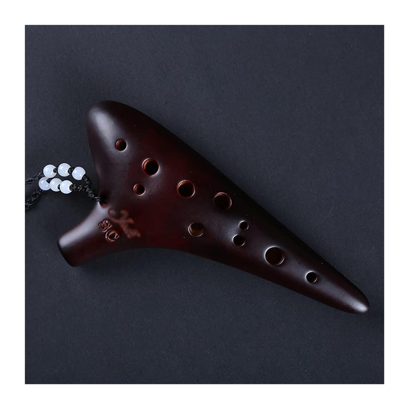 Ceramiczny instrument do zabawy z 12 otworami, okaryna, odpowiedni dla początkujących, dorosłych, okaryna (biała)