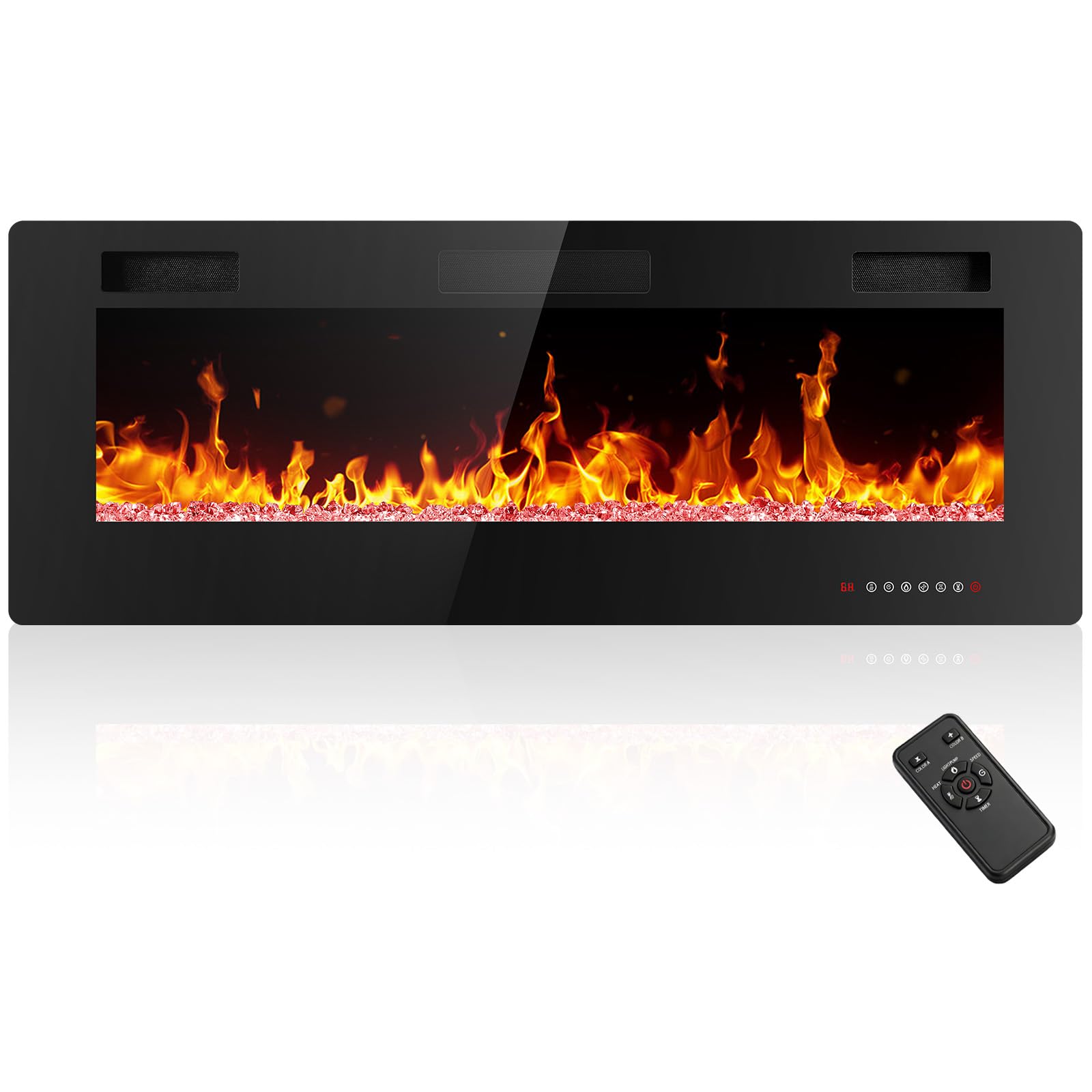 Electactic Electric Fireplace 50 inch Ultra Thin, Recessed and Wall Mounted Elec