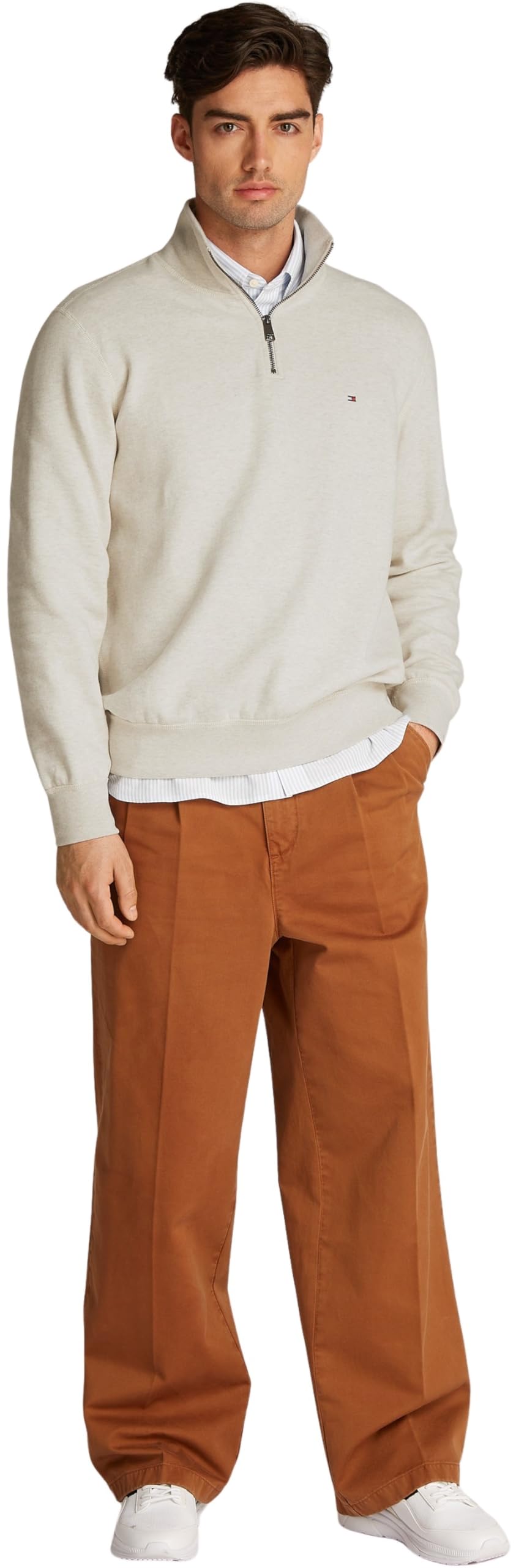 Tommy Hilfiger Chaqueta con Cremallera Hombre Essential Fleece 1/4 Zip con Cuello Marinero con Cremallera