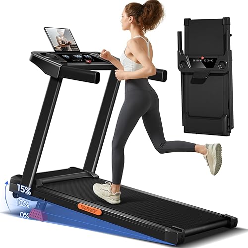 16% Incline Treadmill with Handle, 3-in-1 Portable Treadmills for Home and Office, Foldable Treadmills with 300 Lbs Weight Capacity, 3.0HP Quiet Walking Pad Treadmill, Three Screen