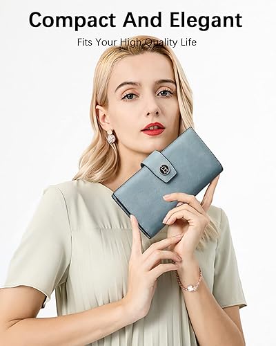 Miniatura 4 de BOSTANTEN Carteras de cuero para mujer, bloqueo RFID, gran capacidad, triple tarjetero, embrague para teléfono