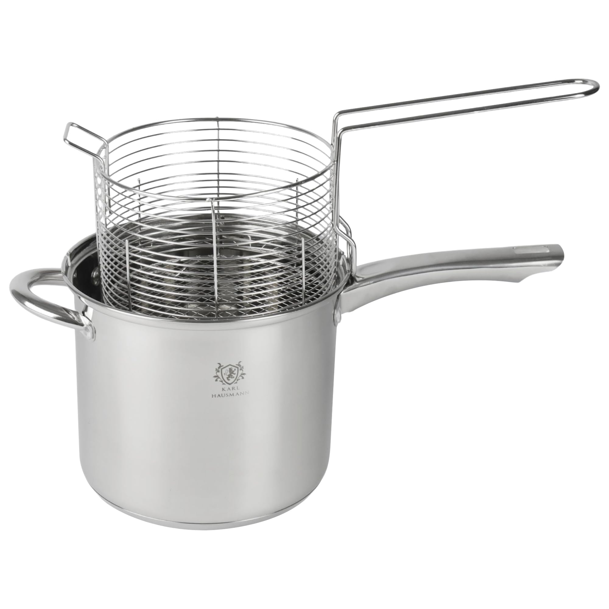 KARL HAUSMANN Pentola Per Friggere 3,6L Con Cestello - Cuociasparagi E Pentola Pasta In Acciaio Inox Per Induzione, Pentola Con Scolapasta E Coperchio In Vetro