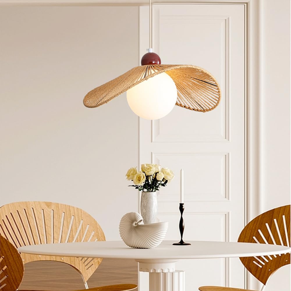 Lampy sufitowe do sypialni Boho Lampa wisząca do jadalni Kuchnia Wyspa Drewniana ręcznie tkana lampa wisząca do sypialni w stylu rustykalnym Salon