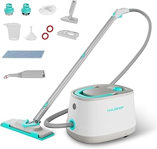HAUSHOF Nettoyeur Vapeur 2000W, Réservoir 1,5L, Pression Vapeur 4,0 Bar, Temps de Chauffe 8 Min, Vapeur Continue Jusqu’à 30 Min, 16 Accessoires Inclus, pour Sol, Vitres, Cuisine et Salle de Bain