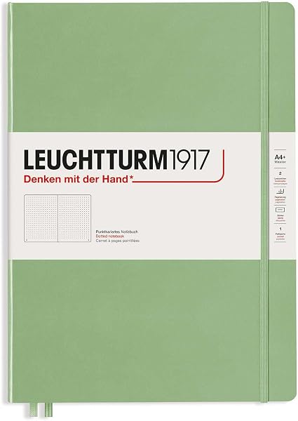 LEUCHTTURM1917 363920 Carnet Master Slim (A4+), couverture rigide, 123 pages numérotées, Sauge, pointillé - 3