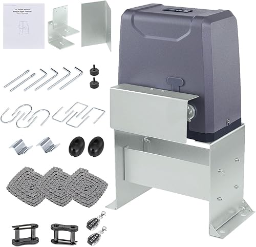 CO-Z El abridor automático de puerta corredera de 3300 libras incluye cadena de rodillos de 30 pies y 2 controles remotos y 2 sensores infrarrojos,