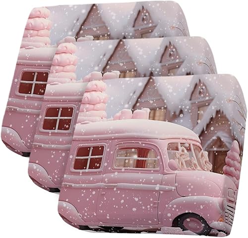 Fundas de cojín de sofá de Navidad lavables, color rosa rubor, para camión de invierno, removibles, elásticas, para sofá en forma de L y T,