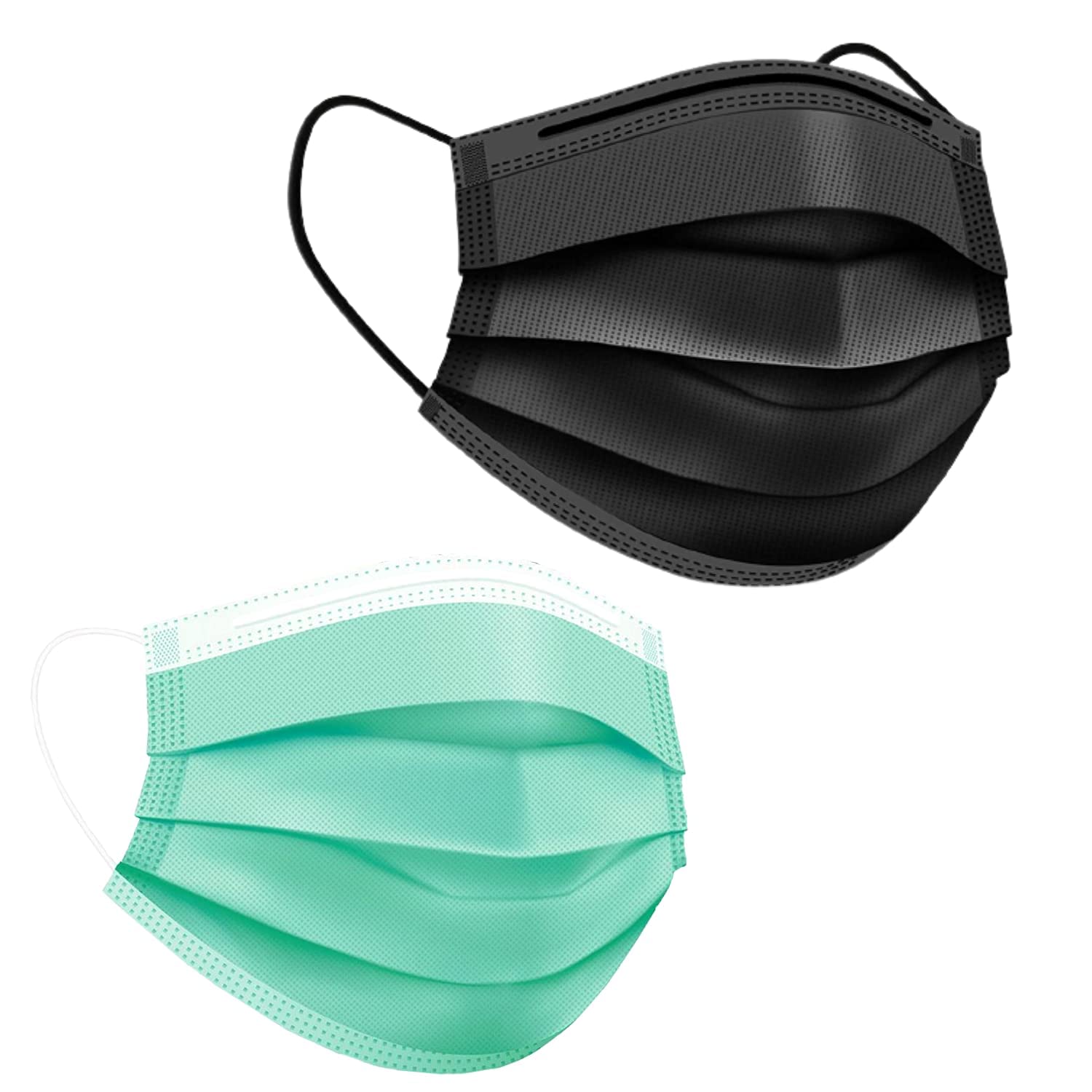 MEELANA Non Woven Fabric 3 Ply Disposable Surgical Mask for Men Women with adjustable nose pin Reusable (Black+Green,Pack of 100) Breathable Masks (B09RV5YBPK) Amazon Price History, Amazon Price Tracker