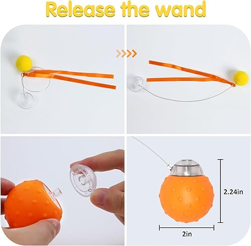 Miniatura 7 de Pelotas interactivas de juguetes para gatos, juguetes móviles automáticos para gatos de interior, bola giratoria con movimiento activado, juguetes